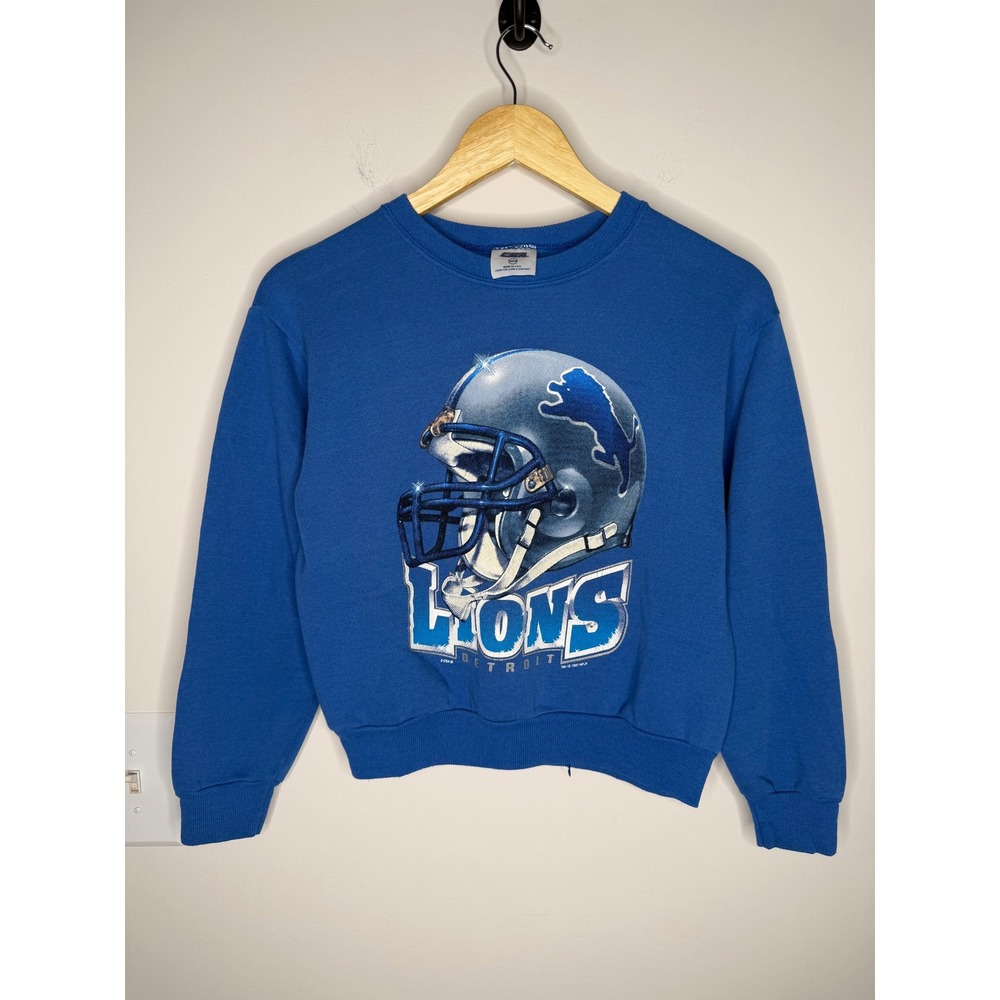 Vintage 1997 Detroit Lions CSA Sweatshirt Blue Helmet NFL Youth Medium 12/14